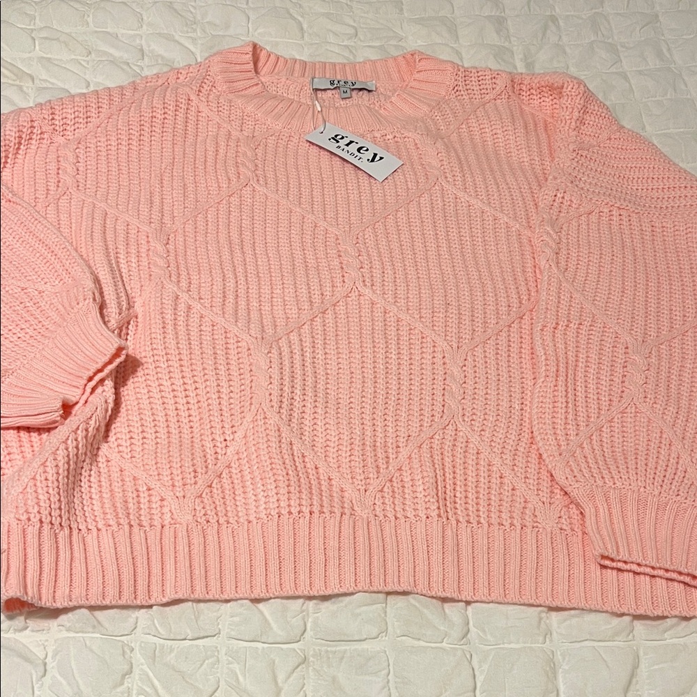 Grey Bandit oversized Pink Women's Crew Neck Sweater